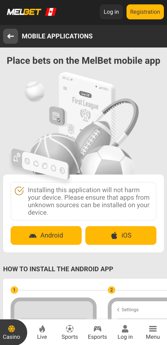 Melbet mobile betting app shown on a smartphone screen